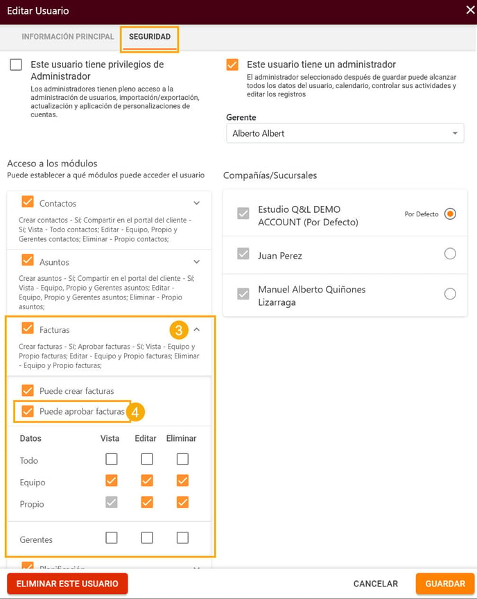 Cómo activar desactivar los Permisos de Aprobar Facturas para los usuarios_2