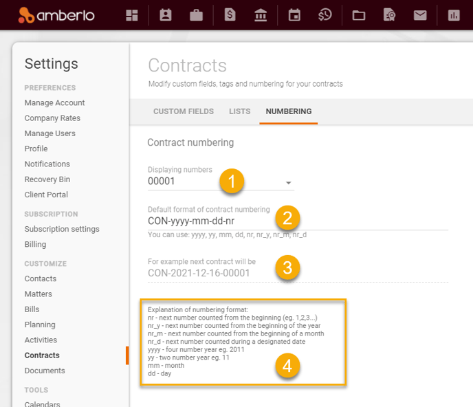 How to set Contracts Numbering Settings2