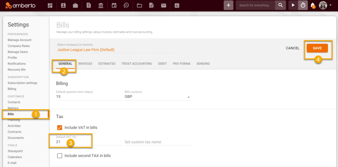 Default VAT % in Bills1