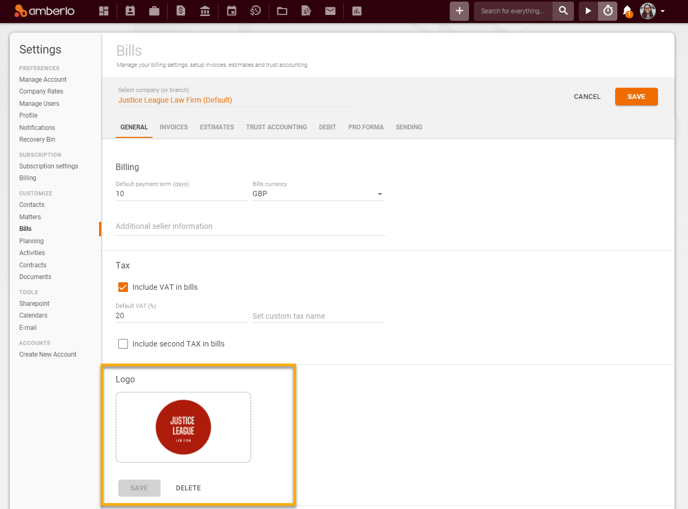 General Bills Settings5