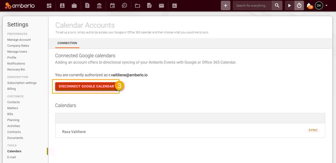 Calendario de Google. Cómo conectarse, sincronizarse disconnect_last