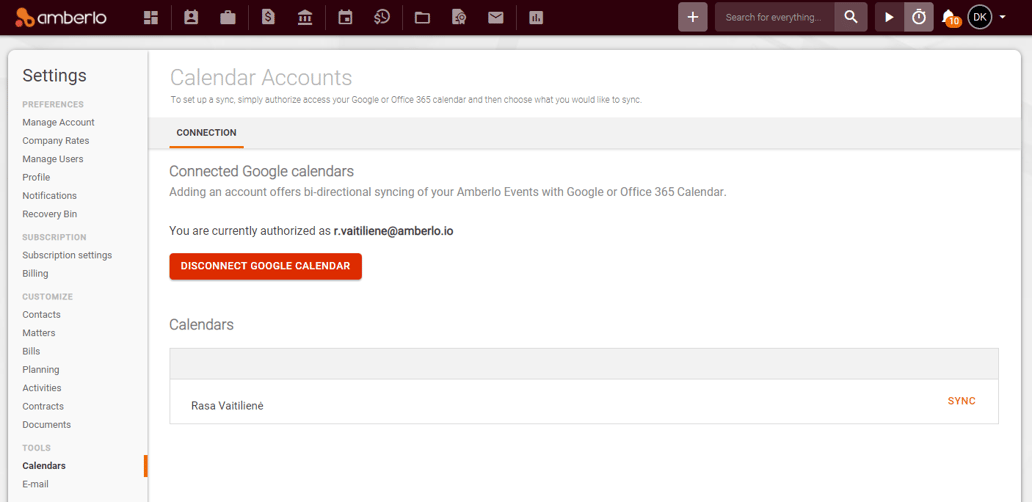 Google Calendar. How to connect, sync, disconnect?