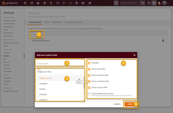 How to Add, Edit or Remove Matters Custom fields2