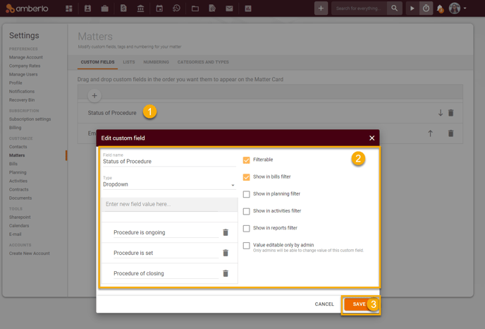 How to Add, Edit or Remove Matters Custom fields4