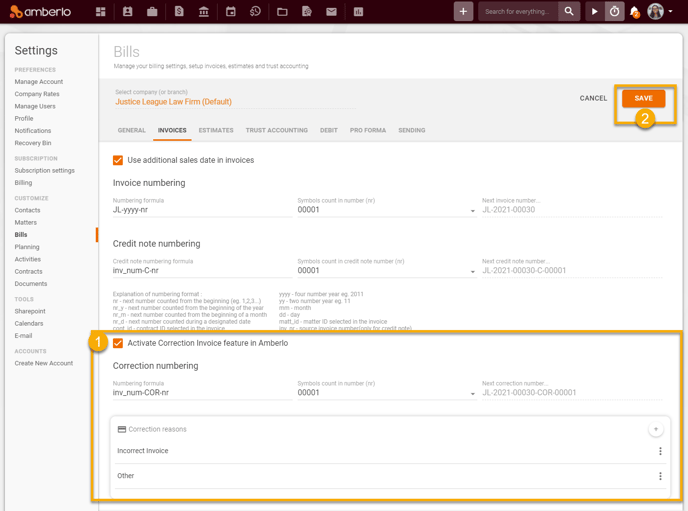 How to set Invoices Settings6