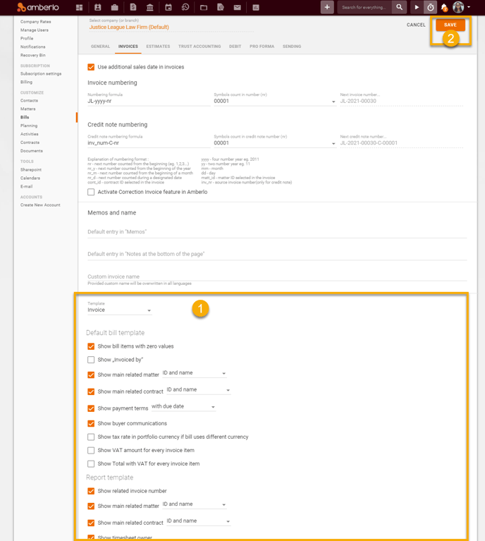 How to set Invoices Settings8