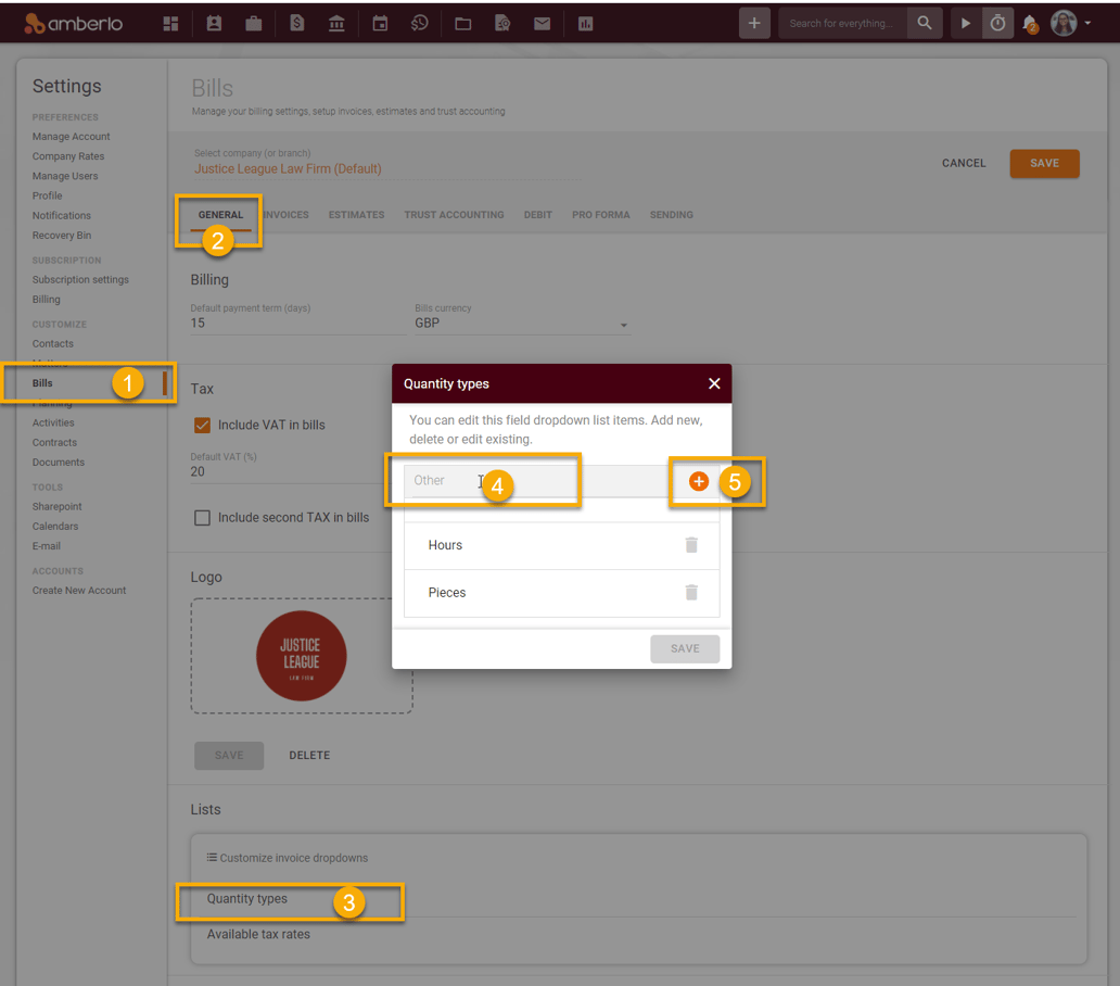 Qty Types How to set, change or remove Quantity types for Bills?
