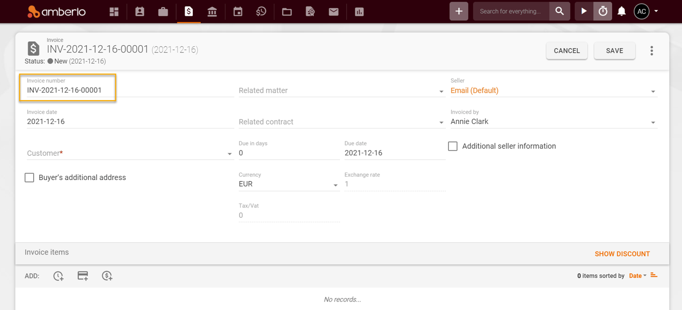 How to set Invoices numbering formula?