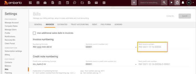 Invoices numbering formula4