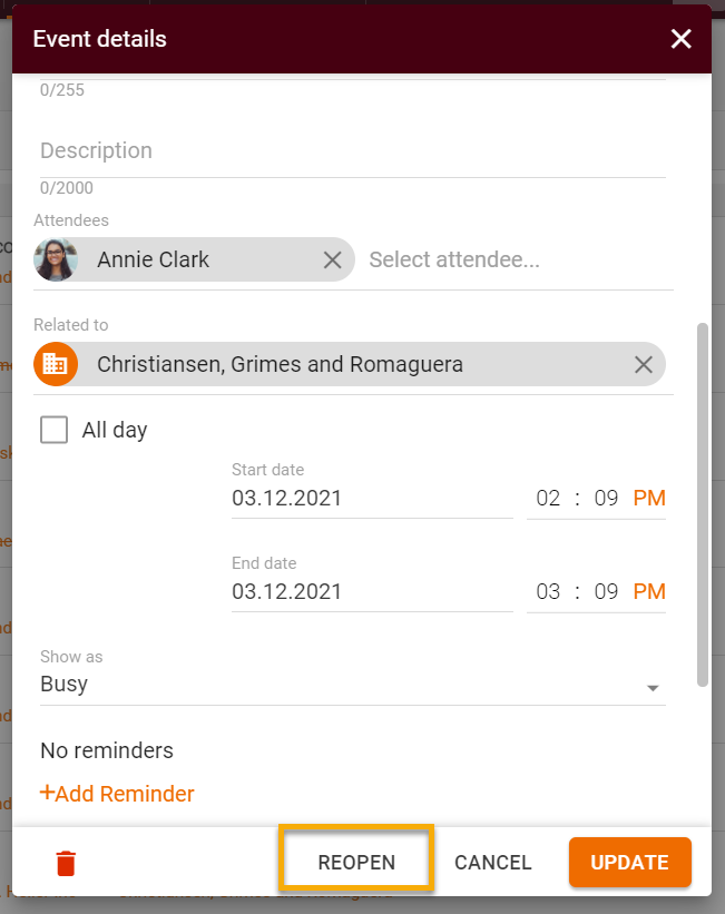 Reopen My Calendar Events and Tasks1