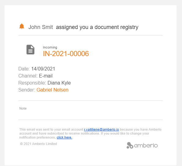 receive Notifications when the document was registered and assigned3