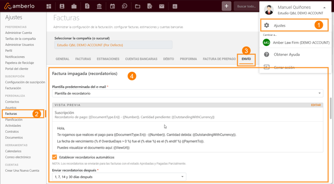 Cómo Personalizar su plantilla de correo electrónico para Facturas y Recordatorios_5