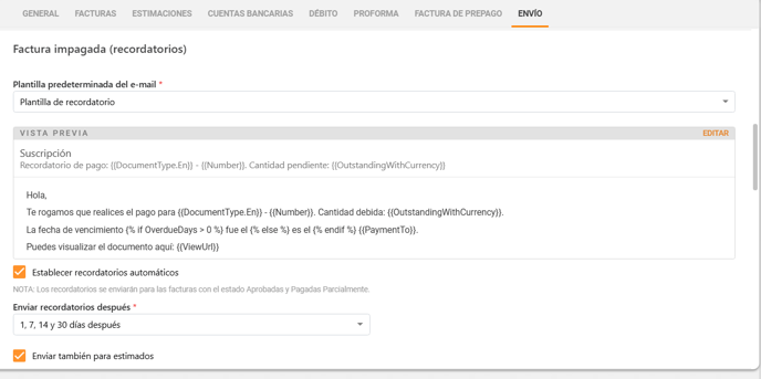 Cómo Personalizar su plantilla de correo electrónico para Facturas y Recordatorios_6