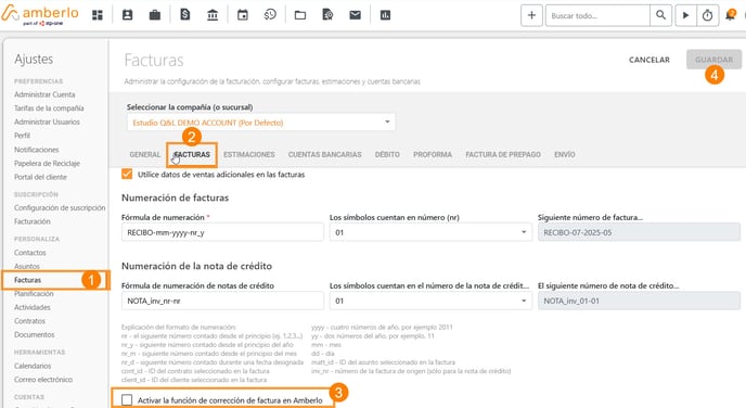 Cómo activar la función de Factura de Corrección_1
