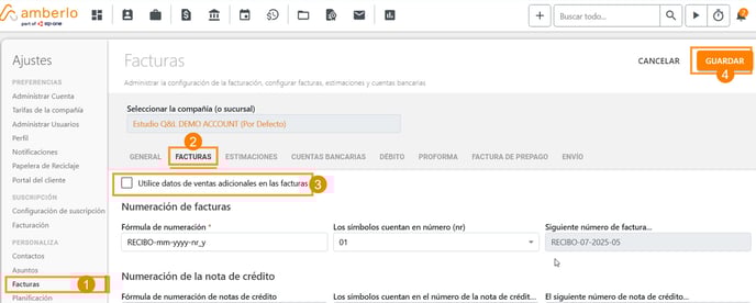 Cómo activar o desactivar la función Usar fecha de venta adicional en facturas_1