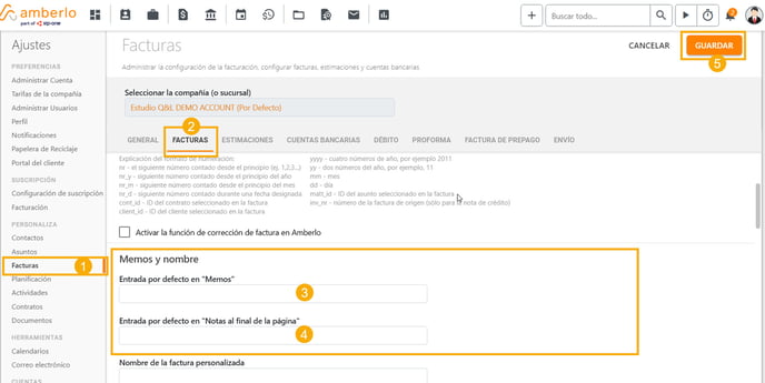 Cómo configurar Memos y Notas predeterminadas para Facturas_1