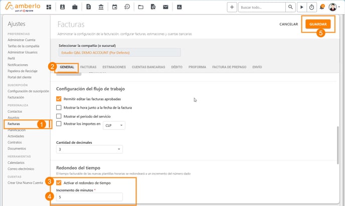 Cómo configurar el Redondeo de Tiempo para el tiempo facturable en Amberlo_1