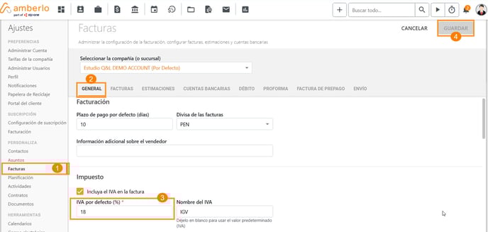 Cómo configurar el porcentaje de IVA predeterminado en las facturas_1
