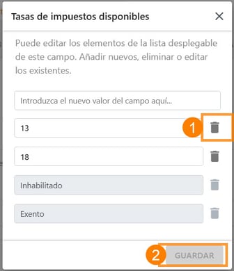 Cómo establecer, cambiar o eliminar las tasas de impuestos disponibles para facturas_3
