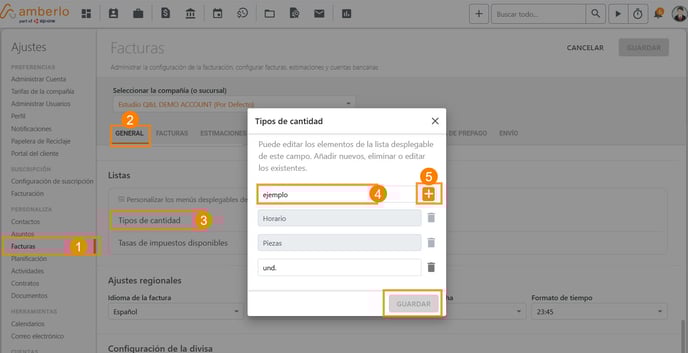 Cómo establecer, cambiar o eliminar tipos de cantidad para facturas_1