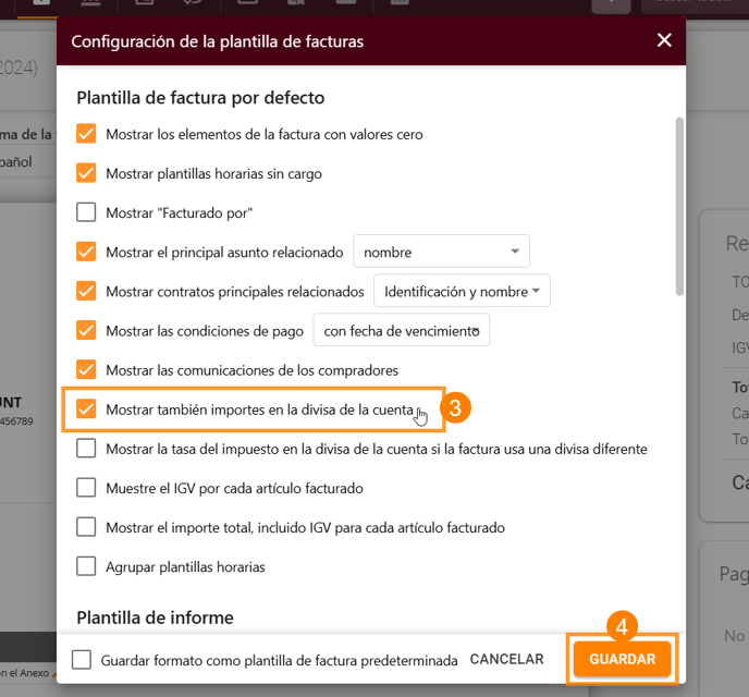 Cómo mostrar todos los montos no solo en la divisa de la factura, sino también en la divisa de la cuenta_3