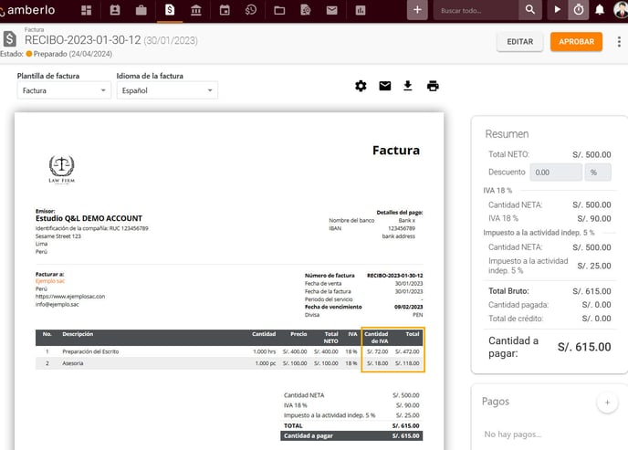 Cómo puedo configurar la visualización del importe del Impuesto para cada artículo facturado_3