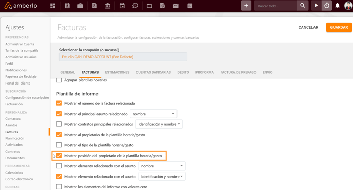 Cómo seleccionar mostrar-no mostrar la posición del propietario de la Plantilla Horaria en el informe de factura_2