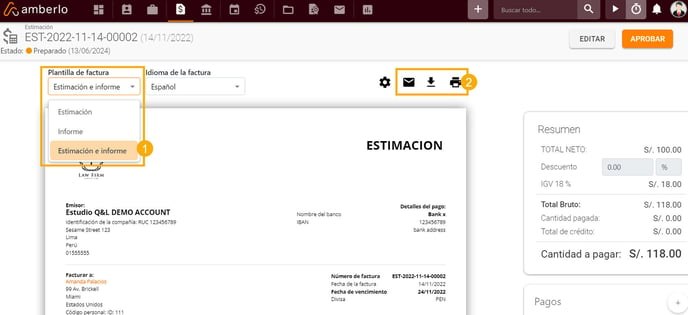 Puede mostrarse la Estimación junto con el Informe_1