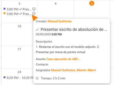 Puedo ver la información de las tareas y eventos en el Calendario de Amberlo sin abrir la tarea o evento_2