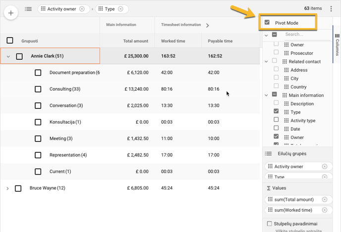 Table view - advanced data management 6